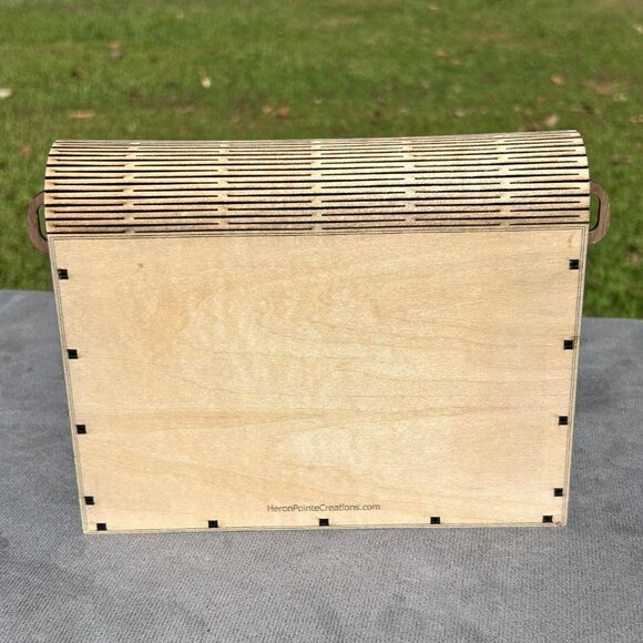 Handcrafted Wooden Geometric Clutch With Adjustable Strap - Picture 7 of 10